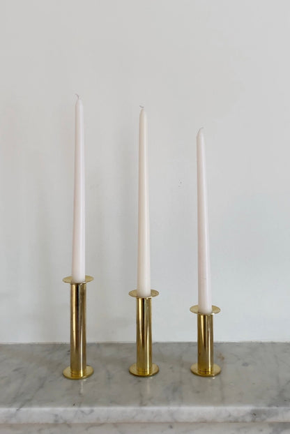 Vintage Swedish Gold-Toned Candle Holders, Set of 3
