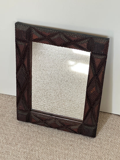 Vintage Mid Century Tramp Art Mirror