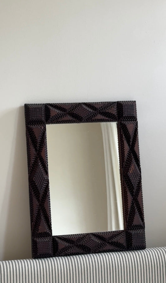 Vintage Mid Century Tramp Art Mirror