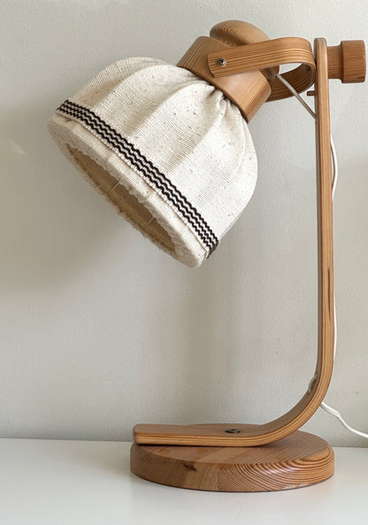 Vintage Swedish Pine Linen Table Lamp