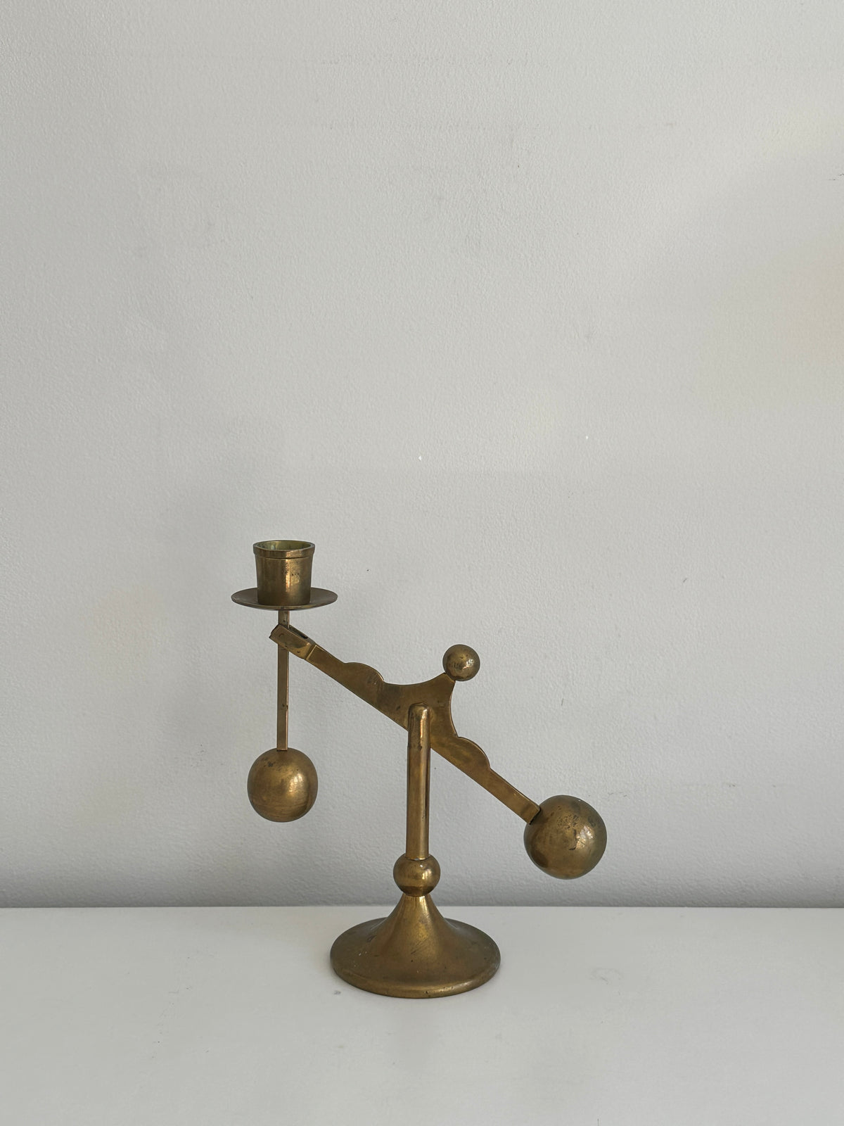 Swedish Brass Lever Candleholder