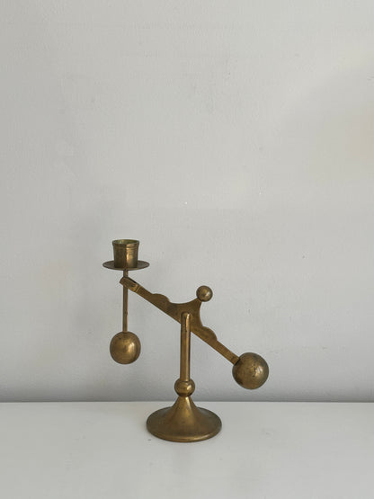 Swedish Brass Lever Candleholder