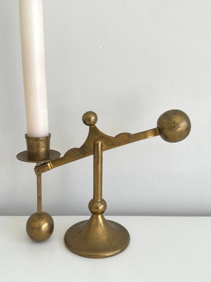 Swedish Brass Lever Candleholder