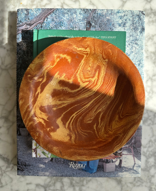 Vintage Handmade Marbled Studio Pottery Dish