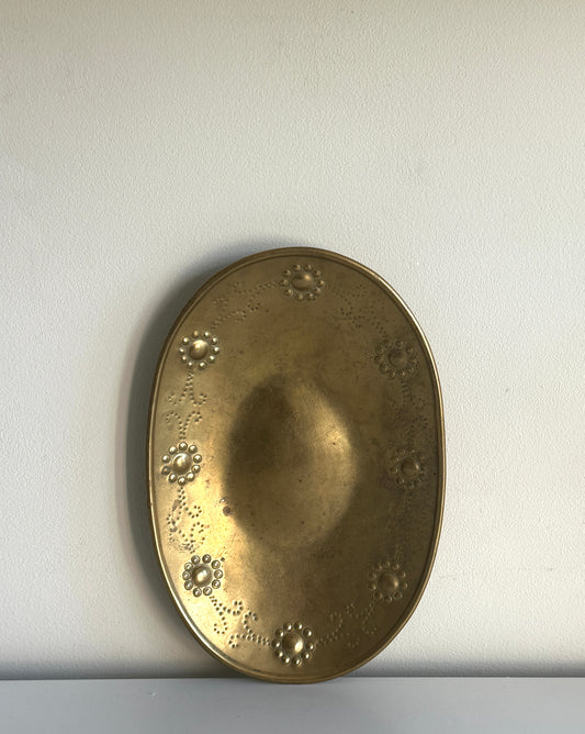 Vintage Swedish Hammered Brass Small Tray