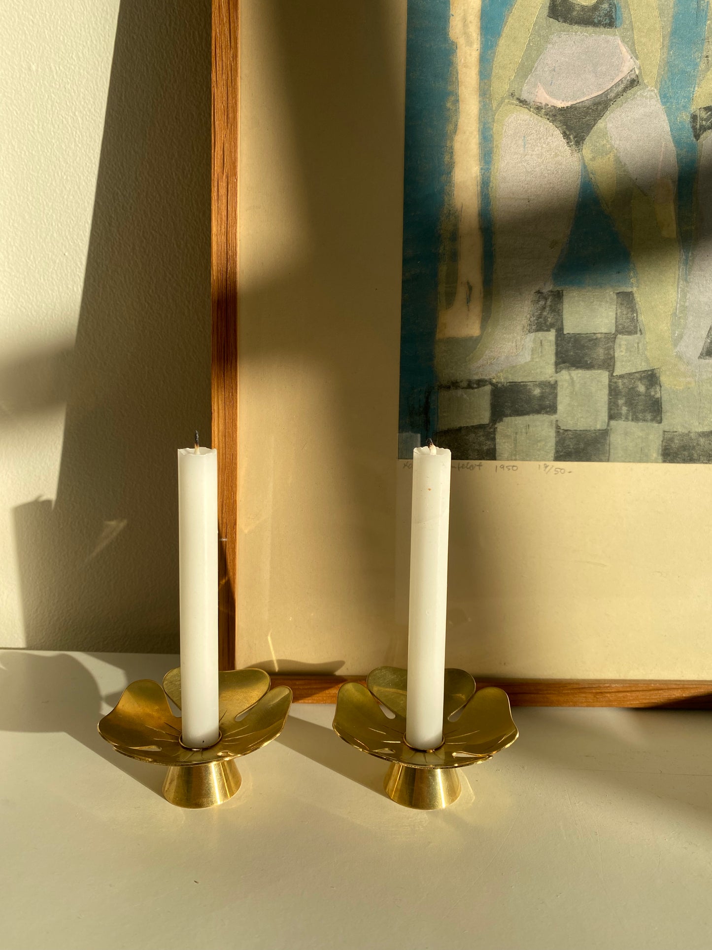Four Leaf Clover Brass Mini Candlesticks