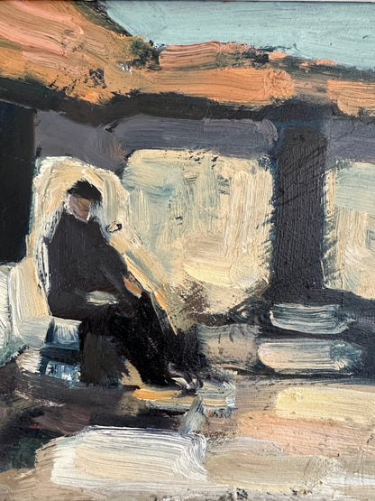Quiet at the Yard, Swedish Landscape Oil Painting, Signed