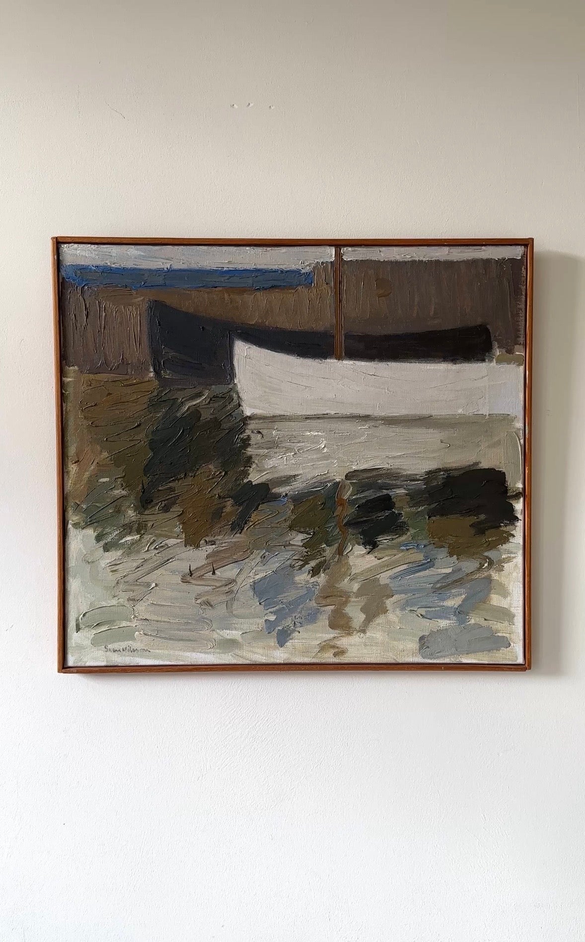 Sailboats, Swedish Mid-century Oil Painting, Signed