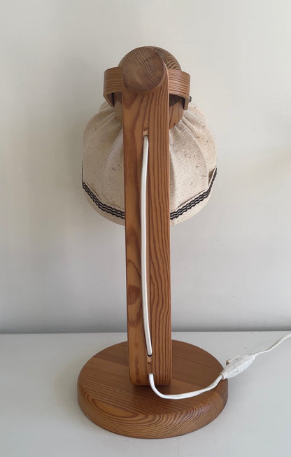 Vintage Swedish Pine Table Lamp