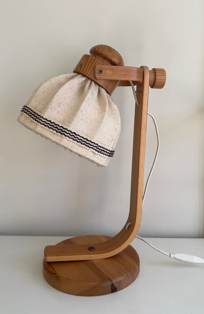 Vintage Swedish Pine Table Lamp