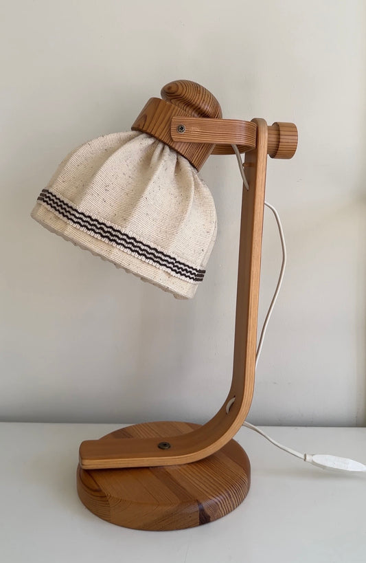 Vintage Swedish Pine Table Lamp