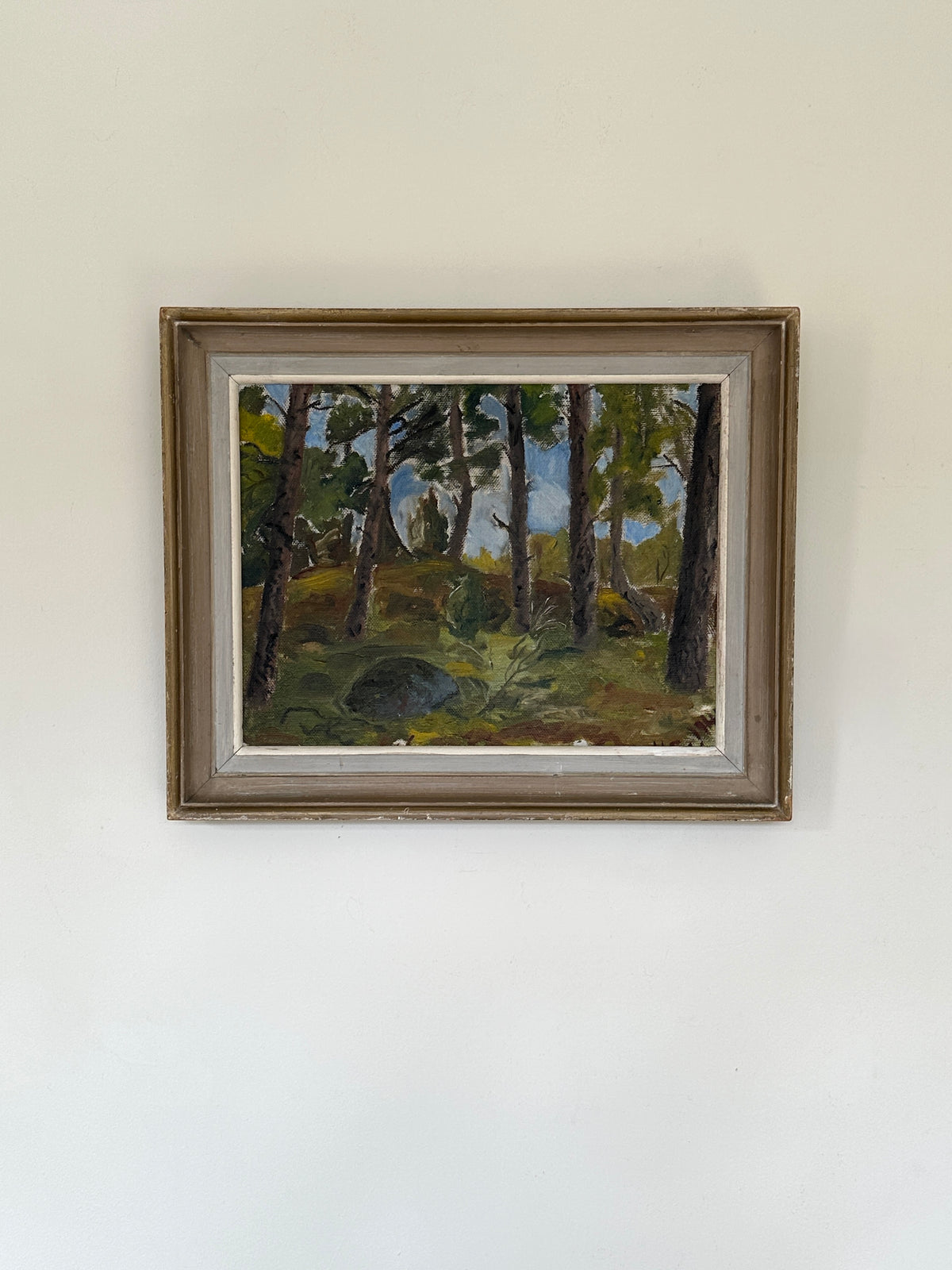 Through the Pines, Mid-century Swedish Oil Painting, Signed and Dated