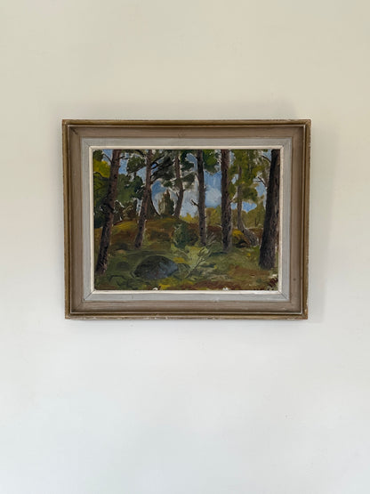 Through the Pines, Mid-century Swedish Oil Painting, Signed and Dated