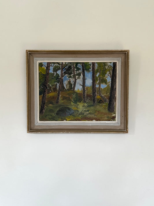 Through the Pines, Mid-century Swedish Oil Painting, Signed and Dated