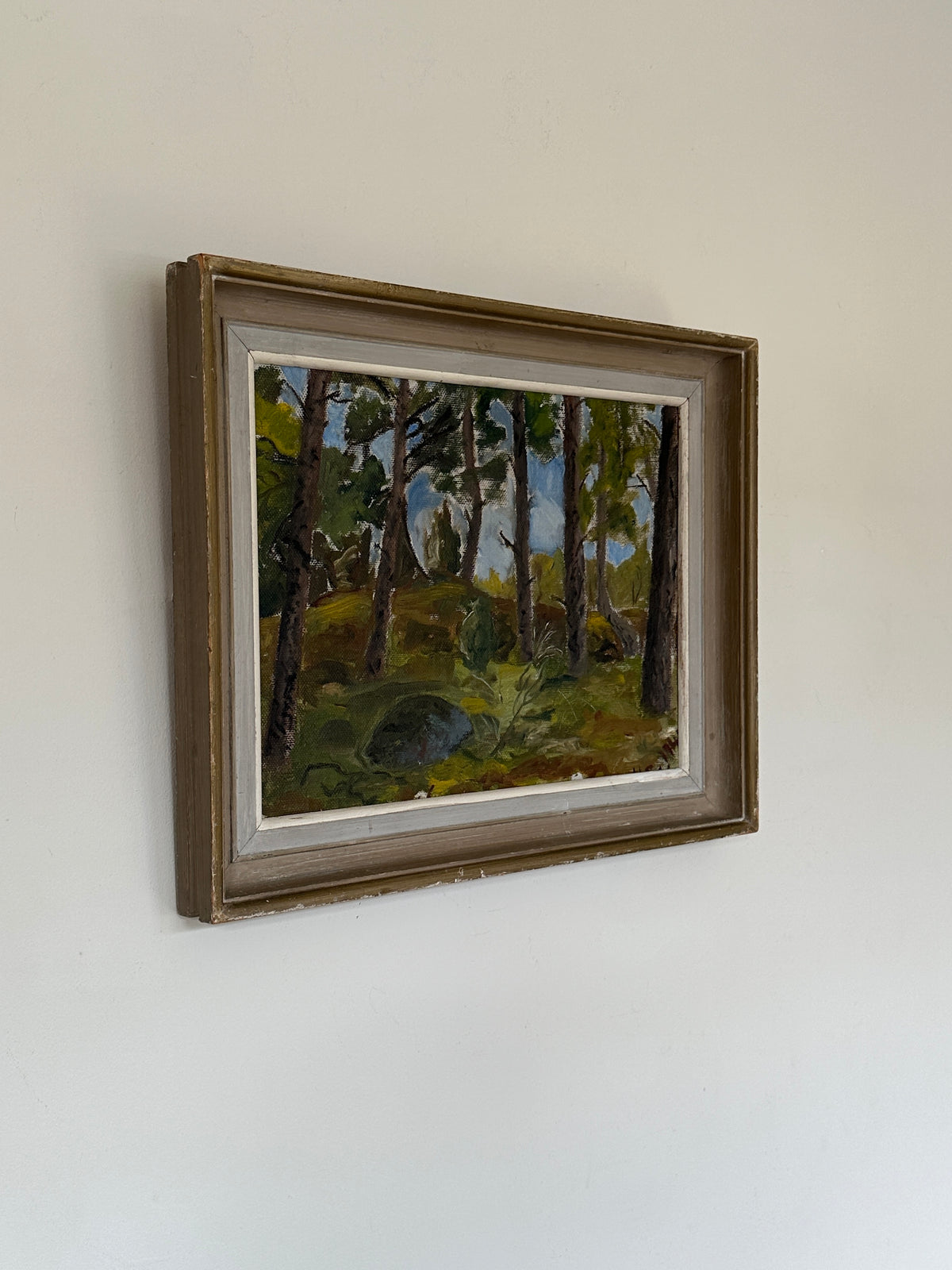 Through the Pines, Mid-century Swedish Oil Painting, Signed and Dated