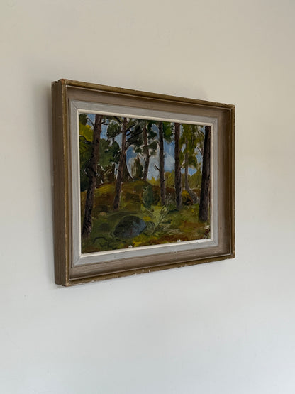 Through the Pines, Mid-century Swedish Oil Painting, Signed and Dated