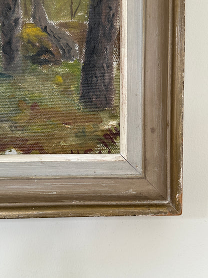 Through the Pines, Mid-century Swedish Oil Painting, Signed and Dated