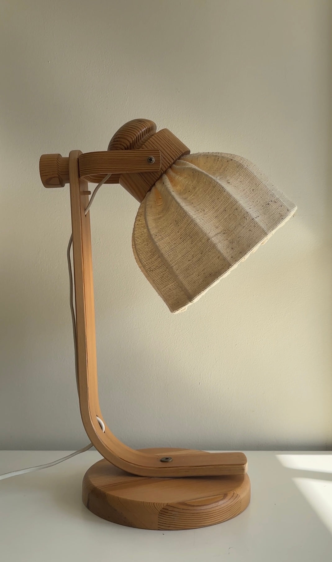 Vintage Swedish Pine Table Lamp