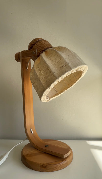 Vintage Swedish Pine Table Lamp