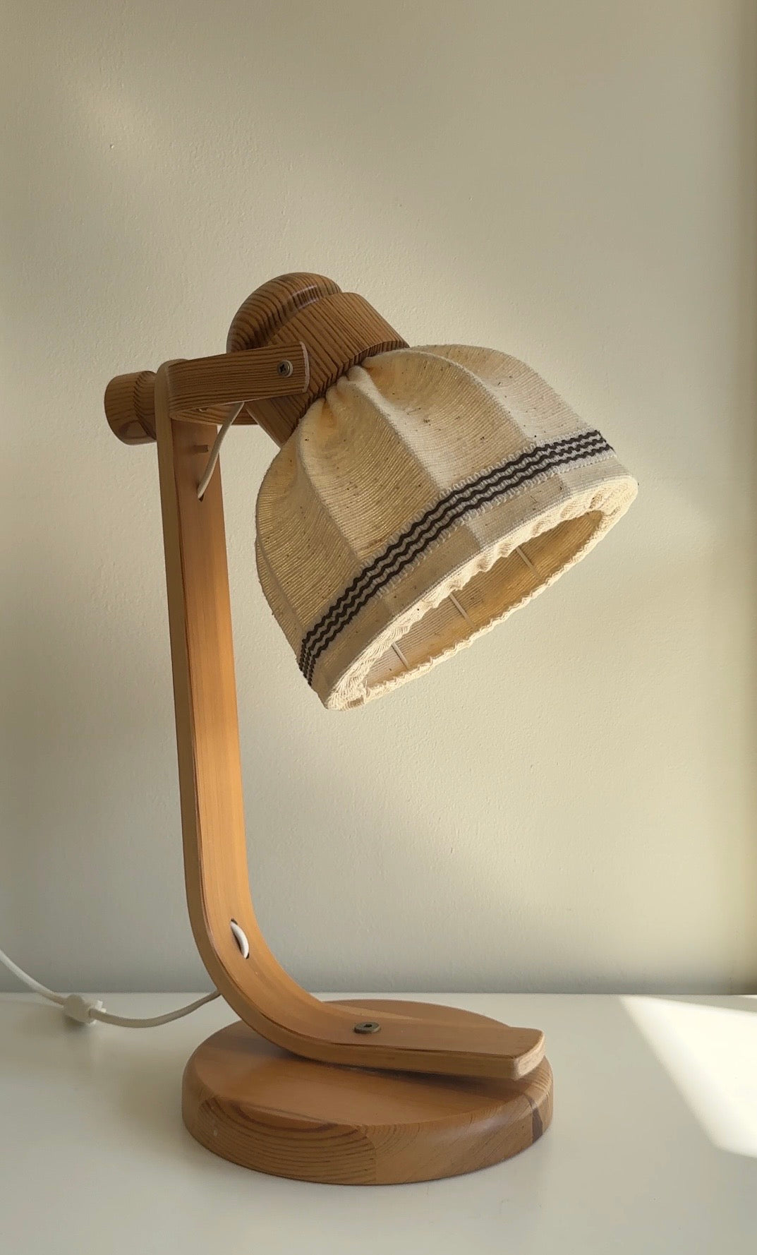 Vintage Swedish Pine Table Lamp