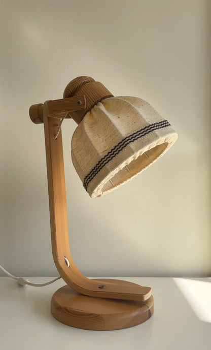 Vintage Swedish Pine Table Lamp
