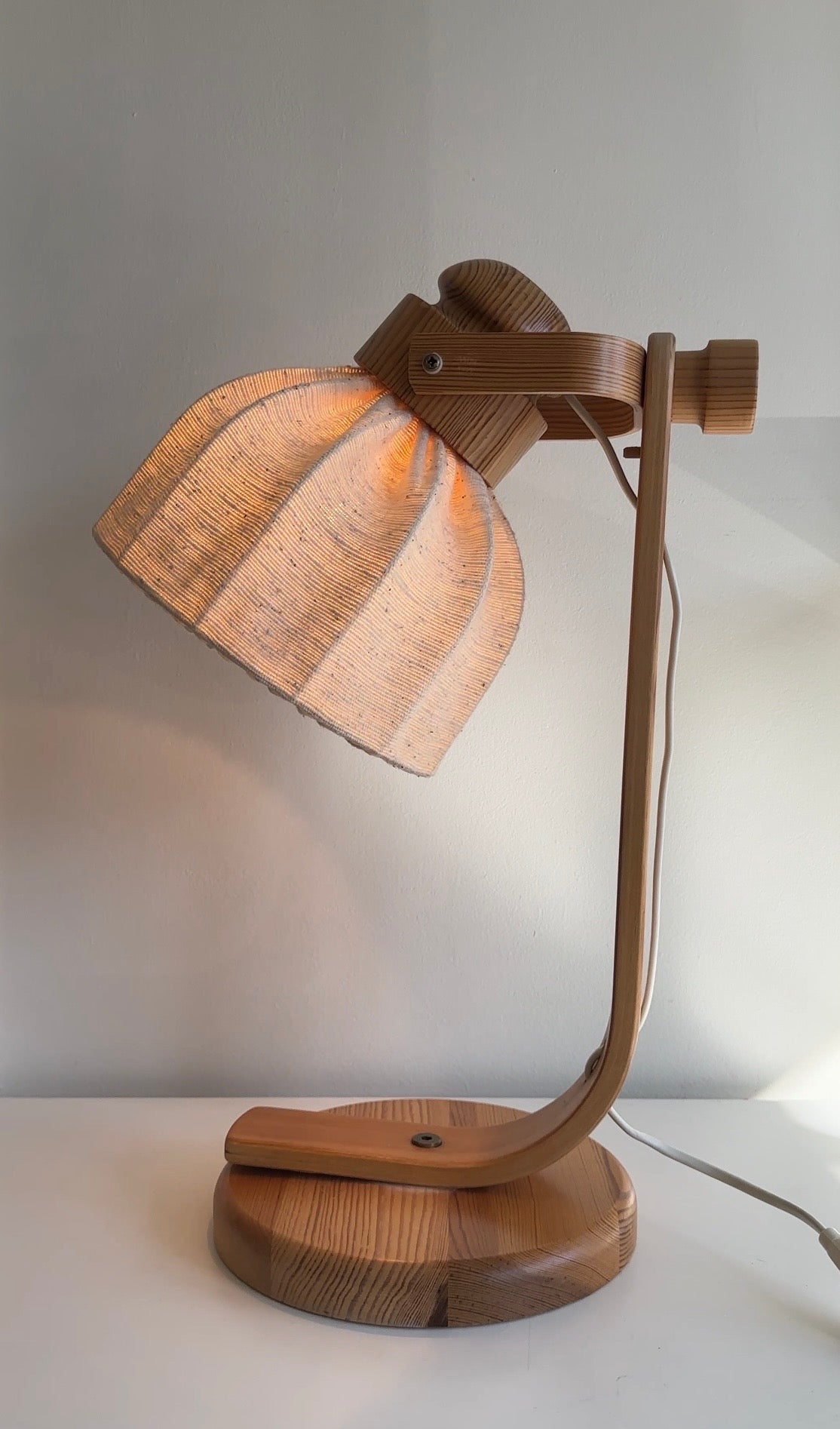 Vintage Swedish Pine Table Lamp