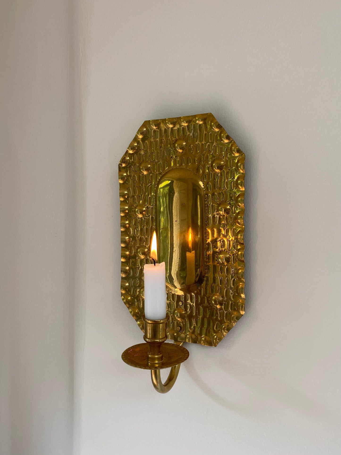 Mid-century Hammered Brass Swedish Sconce