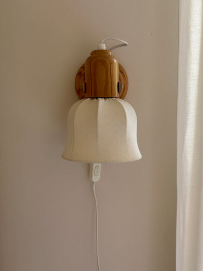 Vintage 1970s Mid-Century Swedish Pine Plug-in Wall Lamps, Pair