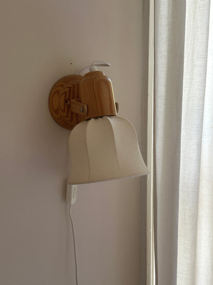 Vintage 1970s Mid-Century Swedish Pine Plug-in Wall Lamps, Pair
