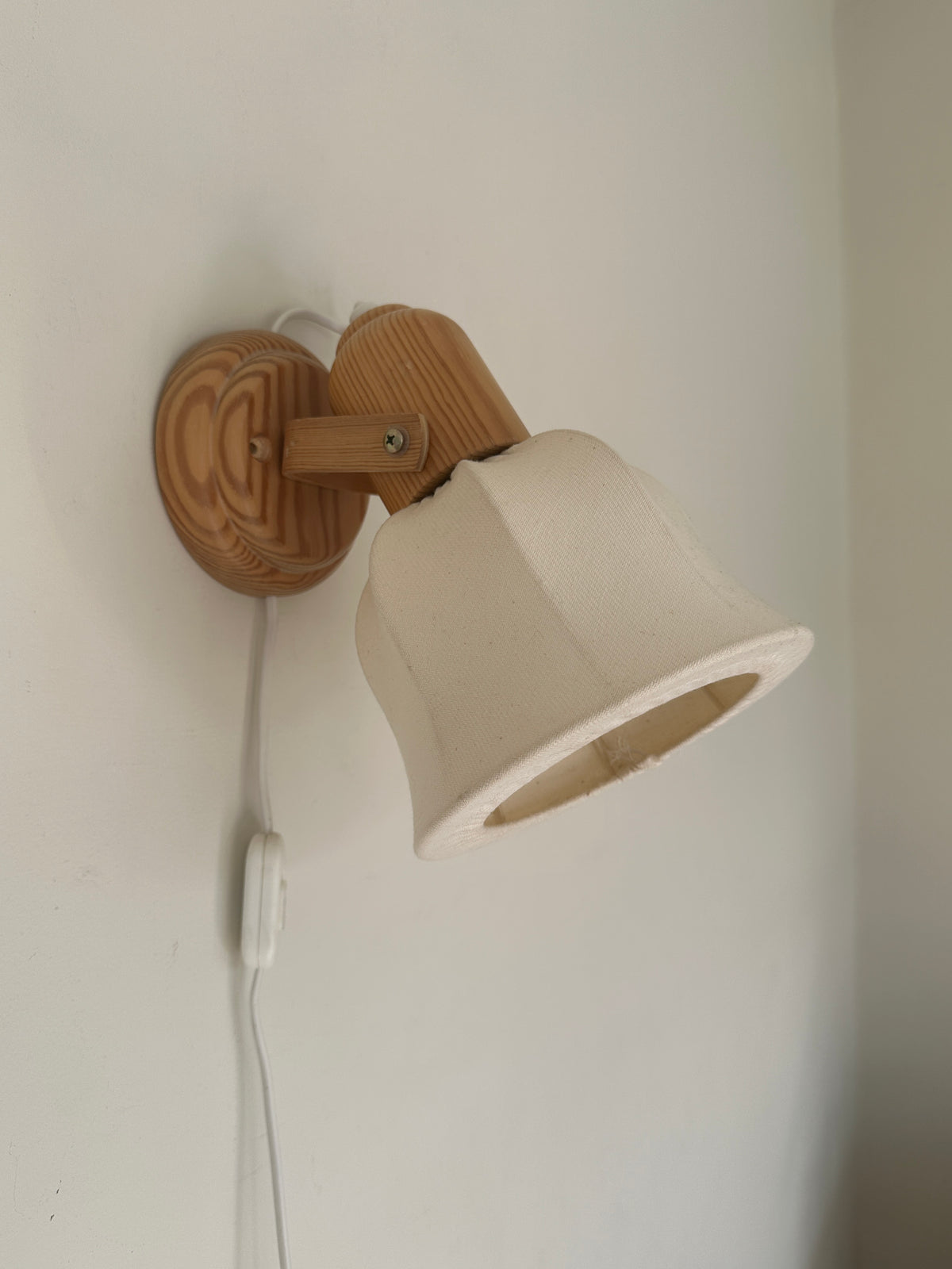 Vintage 1970s Mid-Century Swedish Pine Plug-in Wall Lamps, Pair