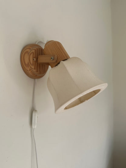 Vintage 1970s Mid-Century Swedish Pine Plug-in Wall Lamps, Pair