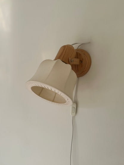 Vintage 1970s Mid-Century Swedish Pine Plug-in Wall Lamps, Pair