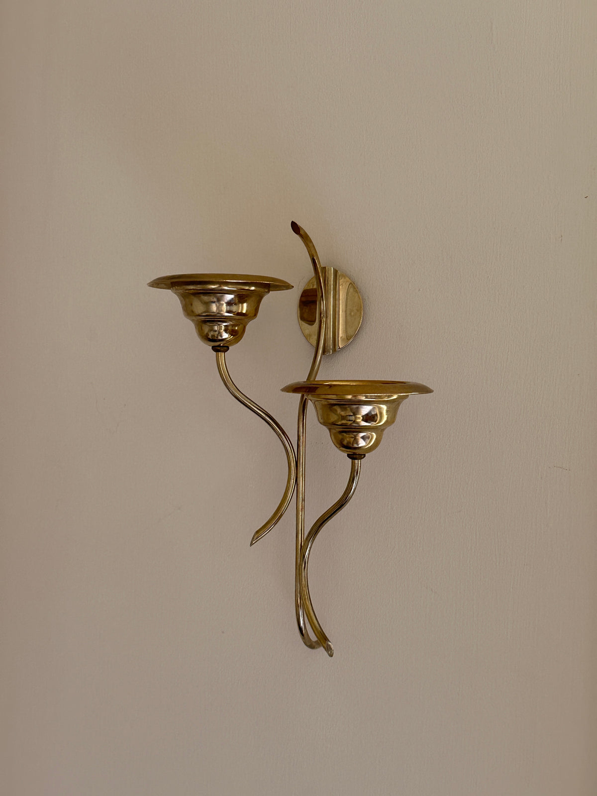 Vintage Swedish Double-Arm Candle Wall Sconce