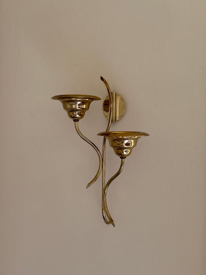 Vintage Swedish Double-Arm Candle Wall Sconce