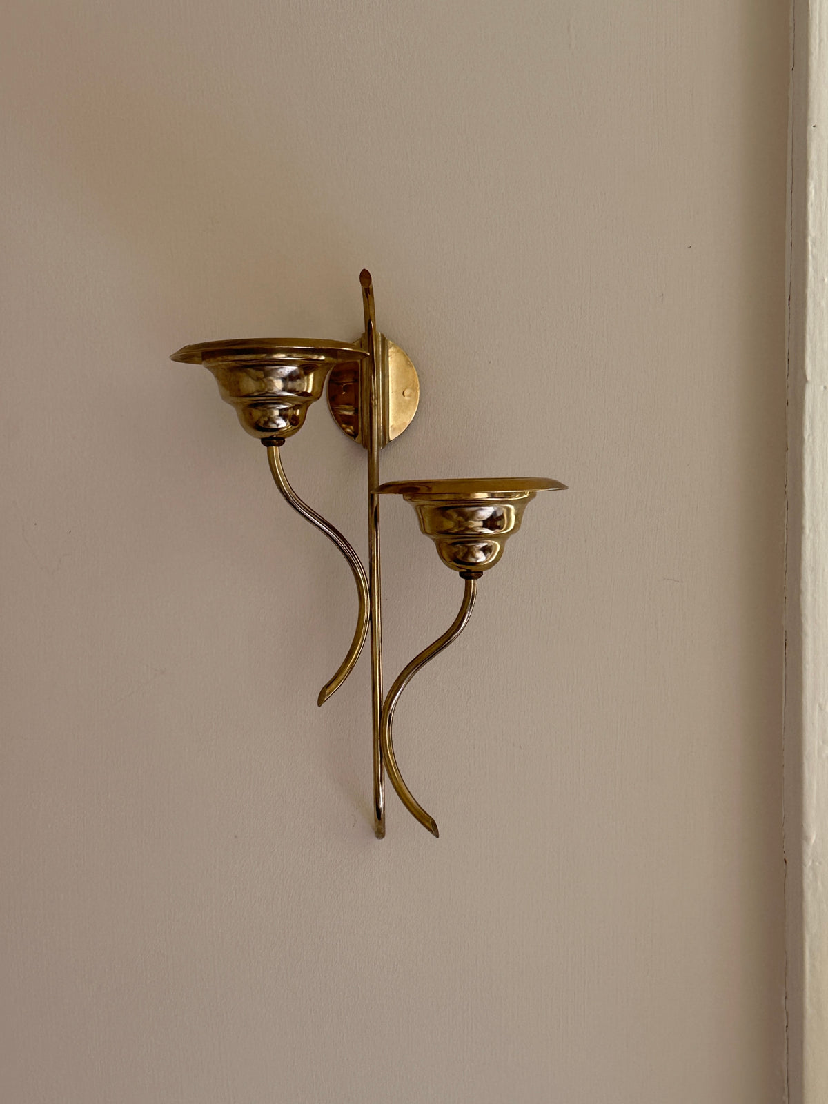Vintage Swedish Double-Arm Candle Wall Sconce