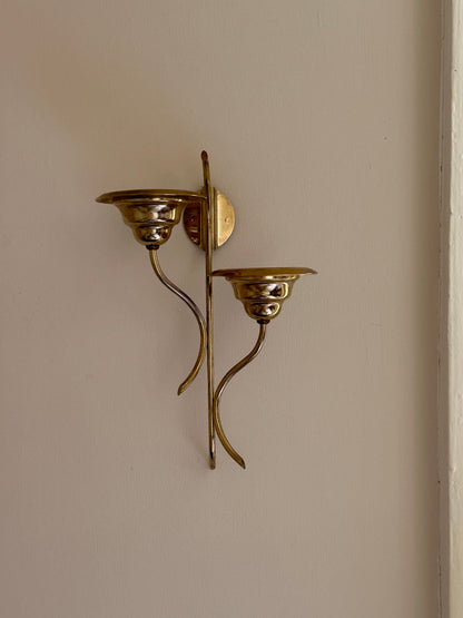 Vintage Swedish Double-Arm Candle Wall Sconce