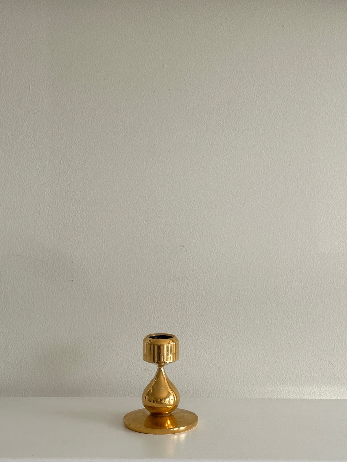 Danish Asmussen 24 Carat Gold-Plated Drop Candlestick Holder 1970s