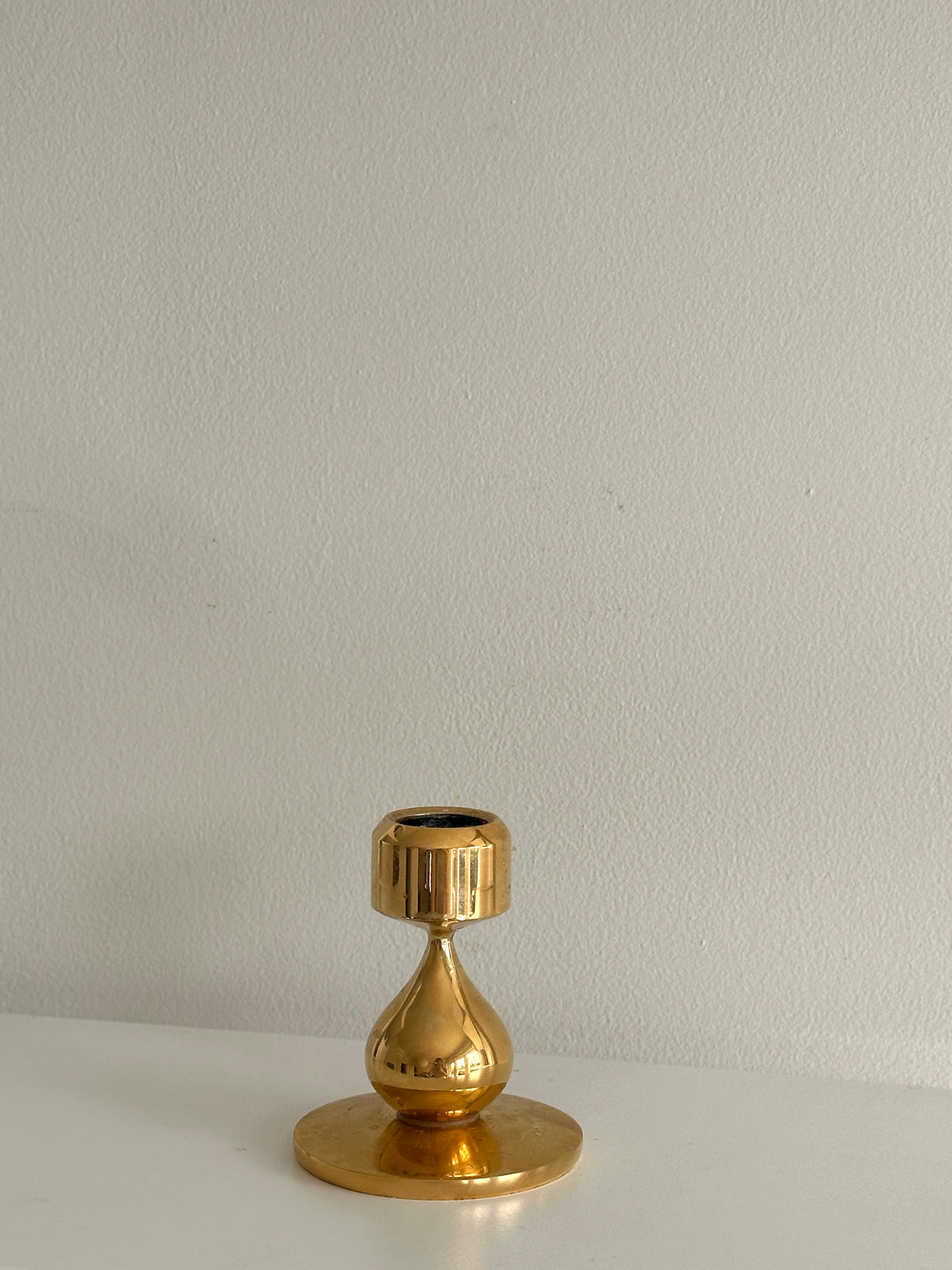 Danish Asmussen 24 Carat Gold-Plated Drop Candlestick Holder 1970s