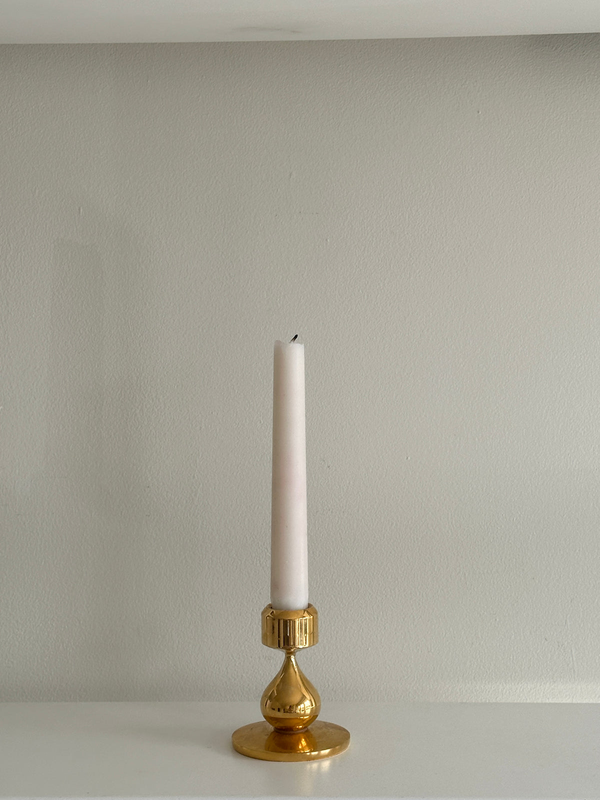 Danish Asmussen 24 Carat Gold-Plated Drop Candlestick Holder 1970s
