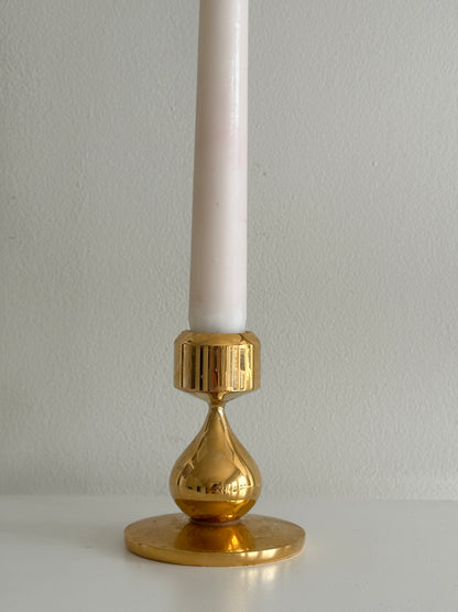 Danish Asmussen 24 Carat Gold-Plated Drop Candlestick Holder 1970s