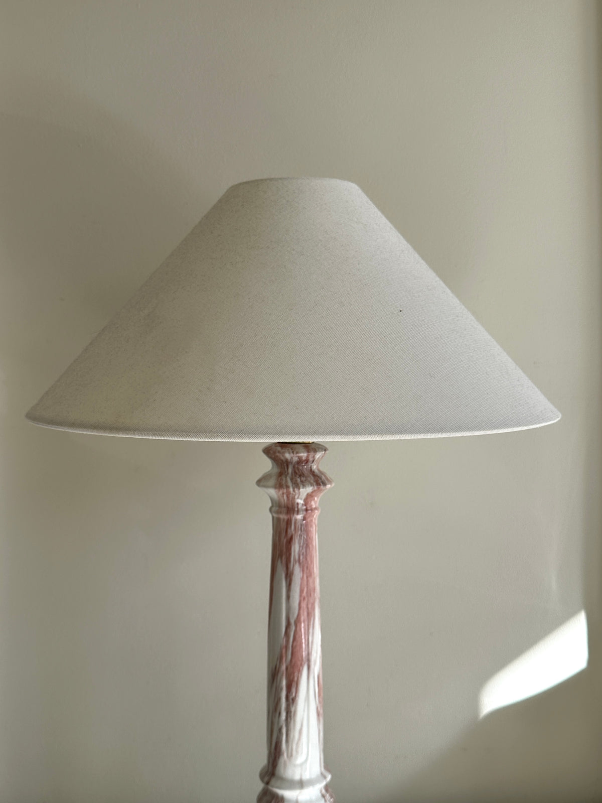 Vintage White and Pink Marble Effect Ceramic Column Lamp