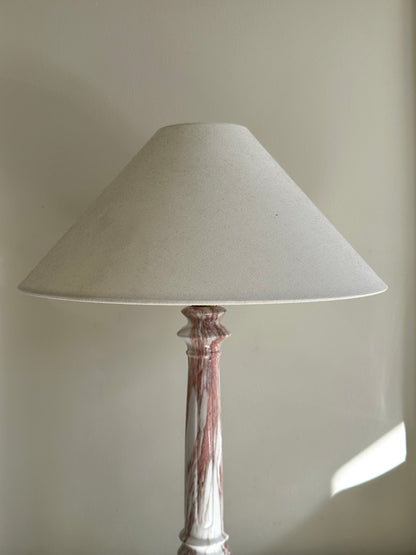 Vintage White and Pink Marble Effect Ceramic Column Lamp
