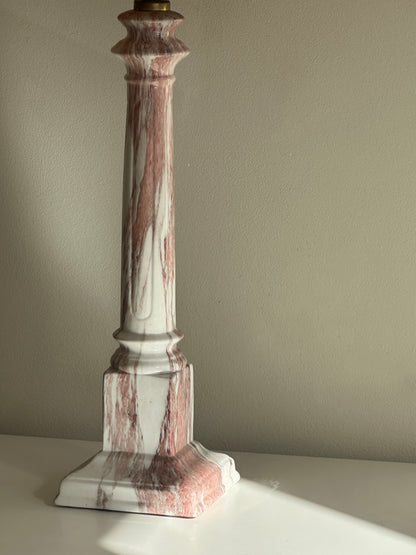 Vintage White and Pink Marble Effect Ceramic Column Lamp