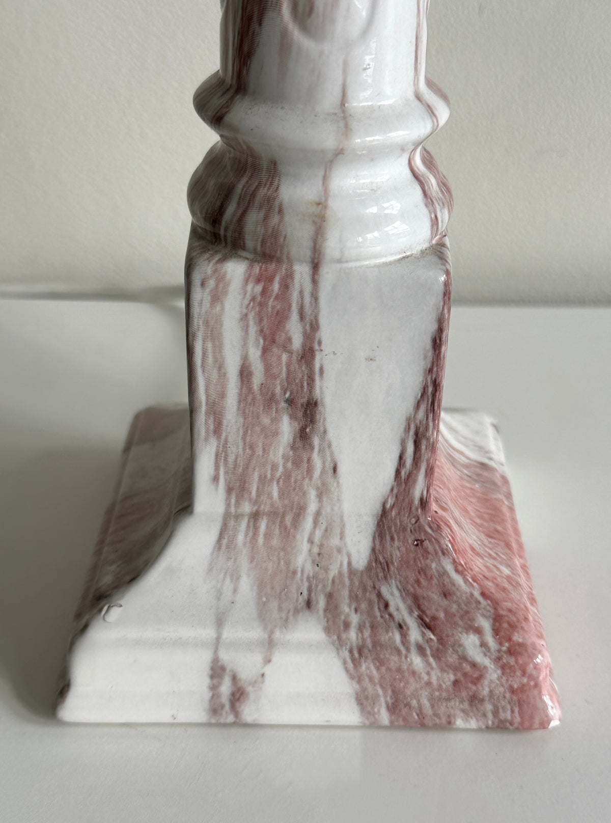 Vintage White and Pink Marble Effect Ceramic Column Lamp