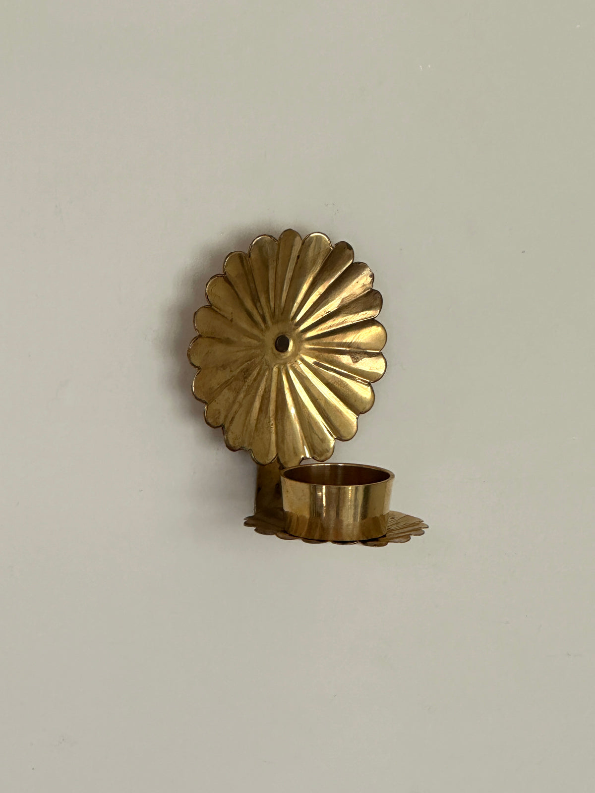 Vintage Swedish Brass Flower Wall Sconce