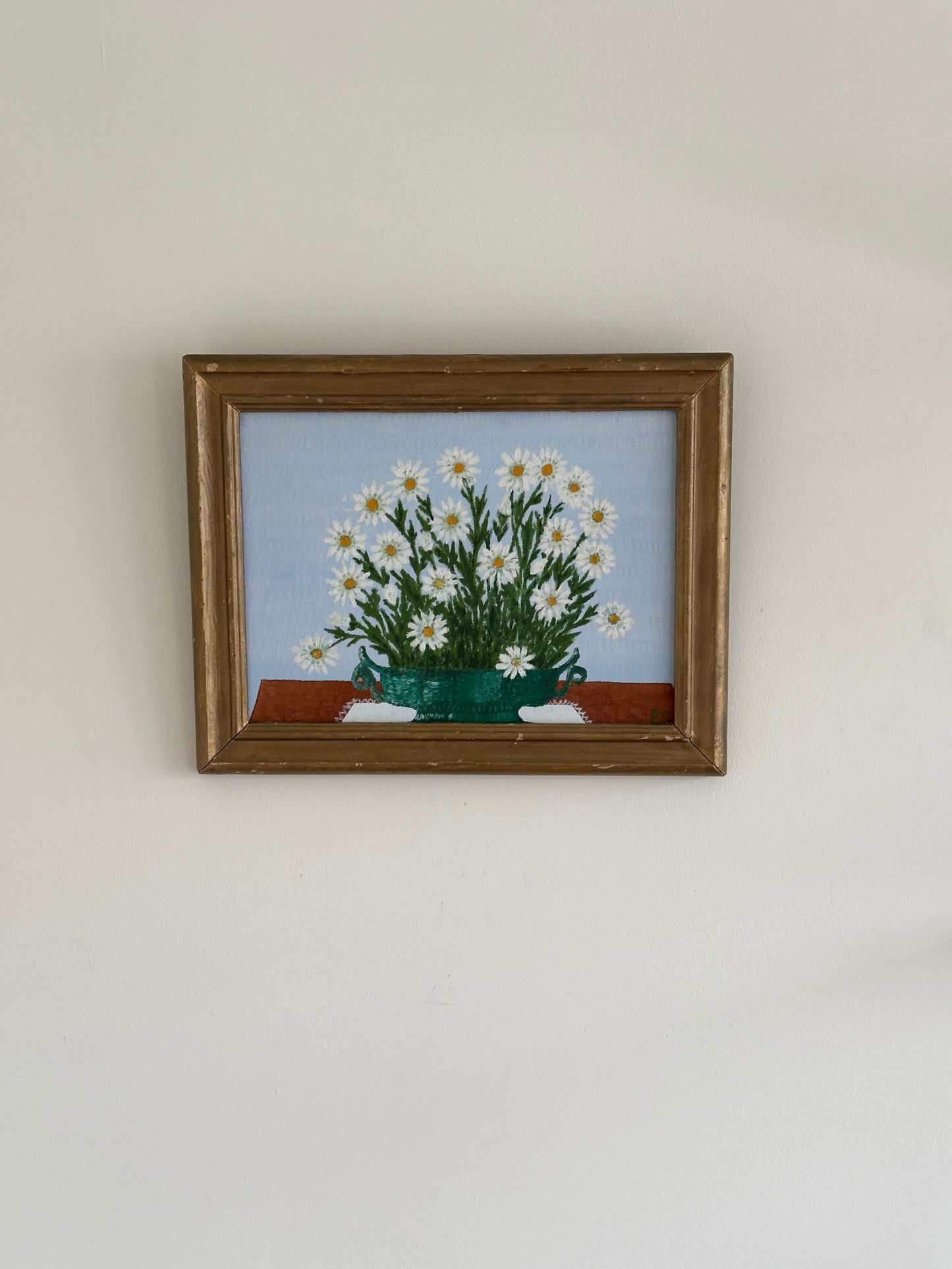 Daisies, Vintage Swedish Oil Painting, Signed & Dated