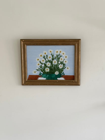 Daisies, Vintage Swedish Oil Painting, Signed & Dated