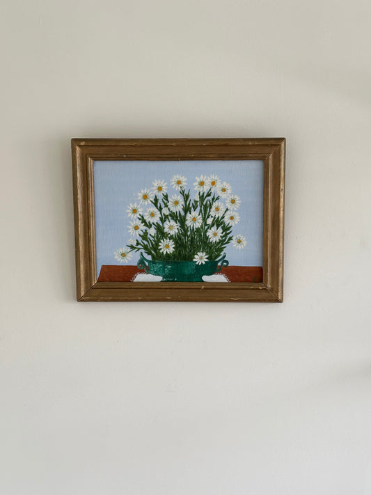 Daisies, Vintage Swedish Oil Painting, Signed & Dated