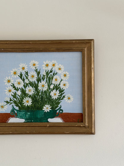 Daisies, Vintage Swedish Oil Painting, Signed & Dated