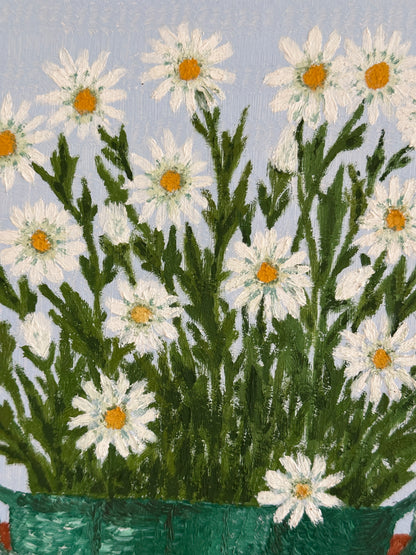 Daisies, Vintage Swedish Oil Painting, Signed & Dated